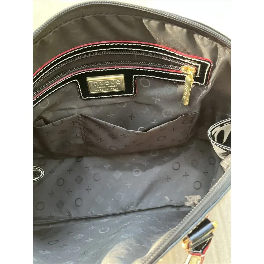 Invece Patent Leather Dome Handbag Made In Italy Luxury Brand Dupe